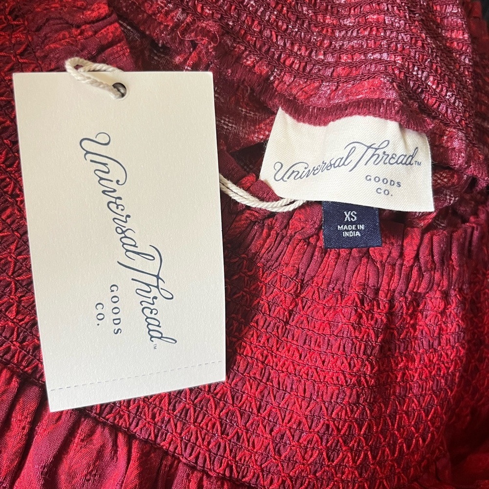 Universal Thread Burgundy Smocked Dress NWT - Picture 6 of 7